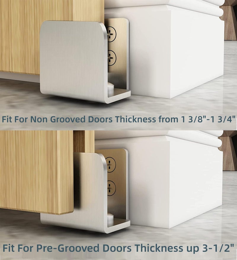 JUBEST Stainless Steel Floor Guide Wall Mount Sliding Barn Door Hardware Up to 1-3/4"W 1-7/8"H Set of 2 - Image 2